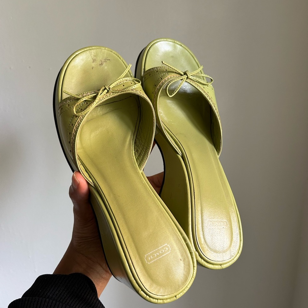 Coach Women's Green Slide Sandals
